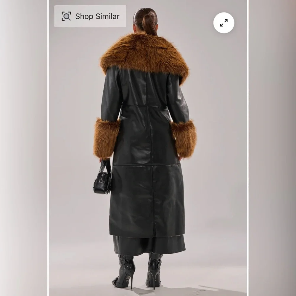 Fur Trim Trench Coat - Size Medium - Picture 6 of 8